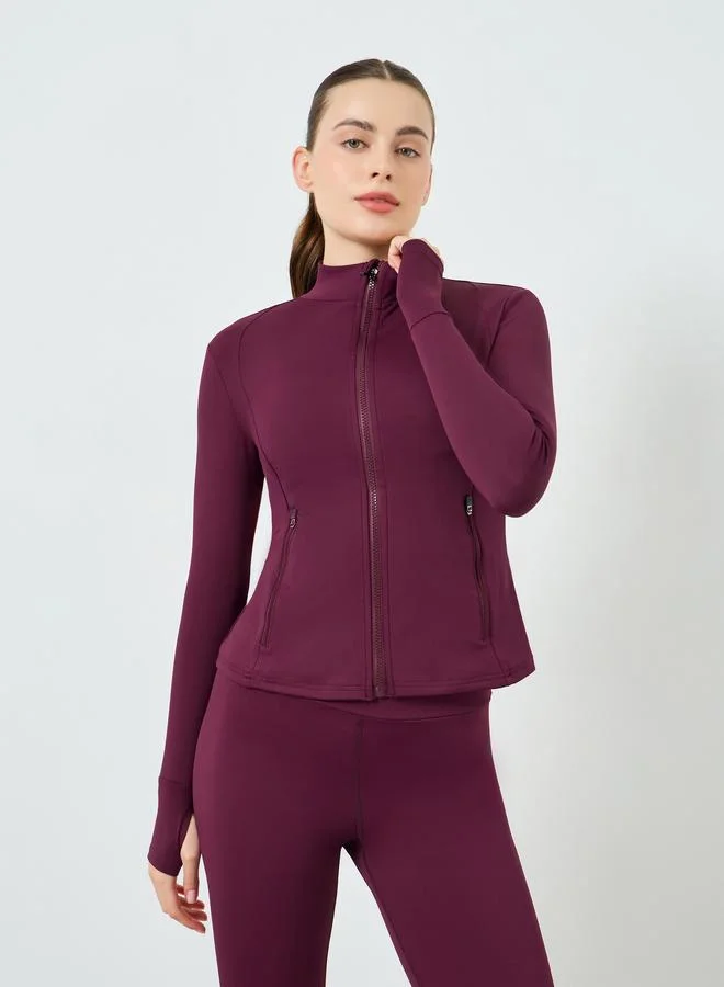 ستايلي اكتيف طقم منسق من حمالة صدر رياضية وجاكيت بسحاب مع ليقنز